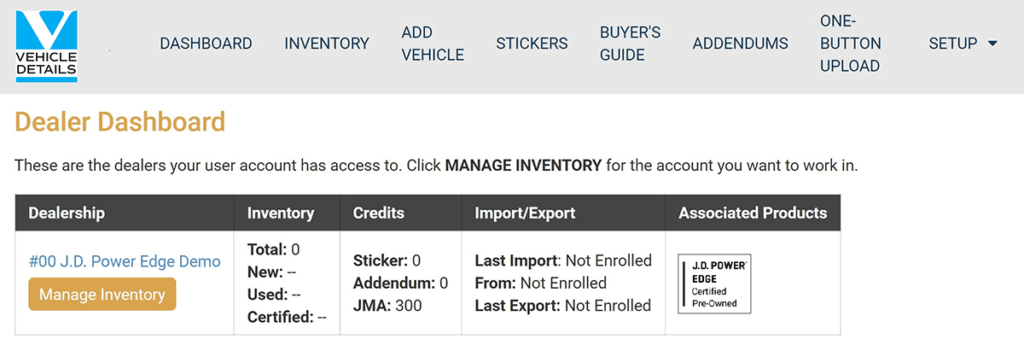 Vehicle Details Dealer Dashboard