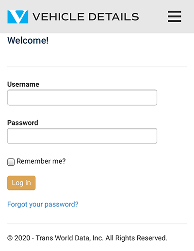 Vehicle Details Login