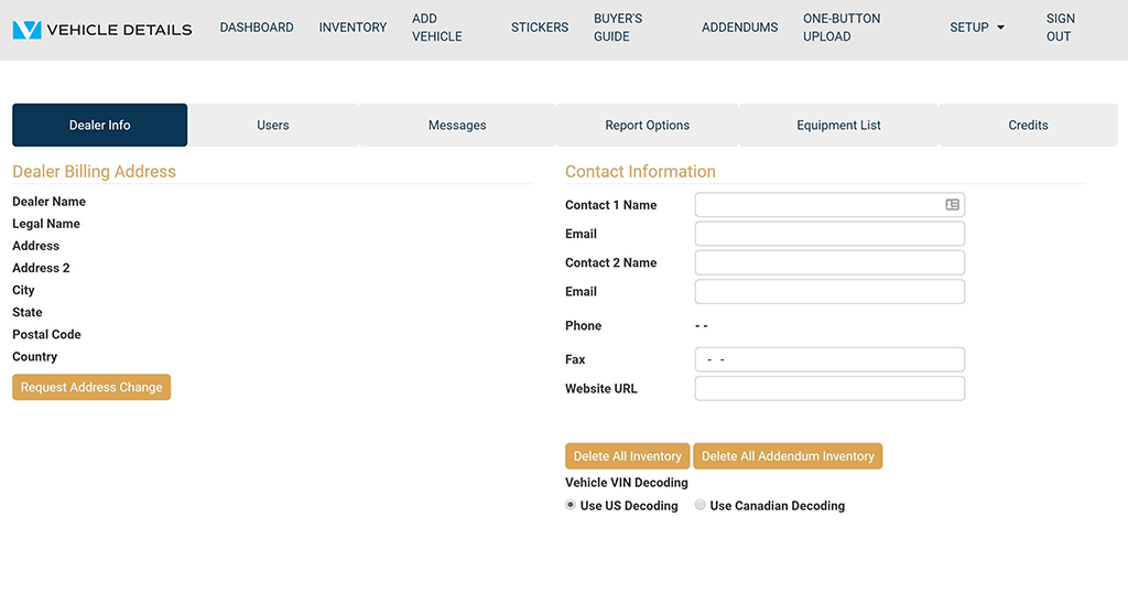 Vehicle Details Dealer Information